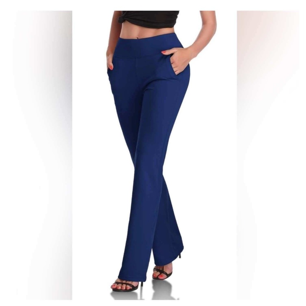 DaYoung Bootcut Yoga Pants with Tummy Control Workout Large Navy Blue - Picture 2 of 11